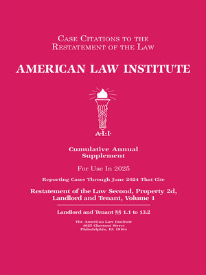 cover image of Restatement of the Law Second, Property (Landlord and Tenant)